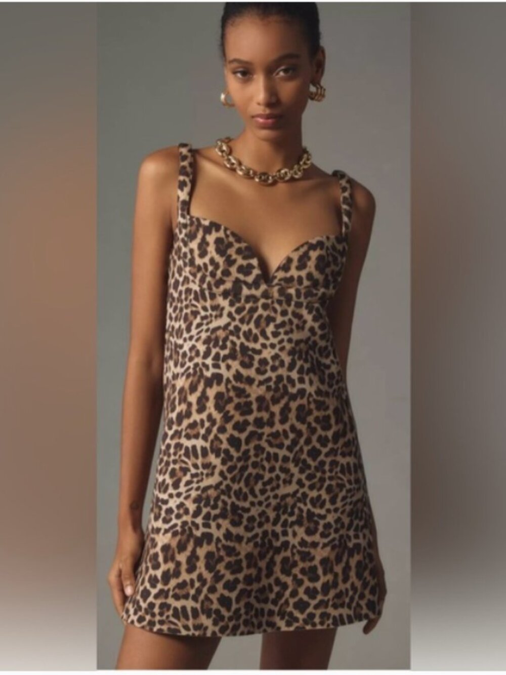 NWT Anthropologie Dhruv Kapoor Leopard Mini Dress Women's Medium Cocktail